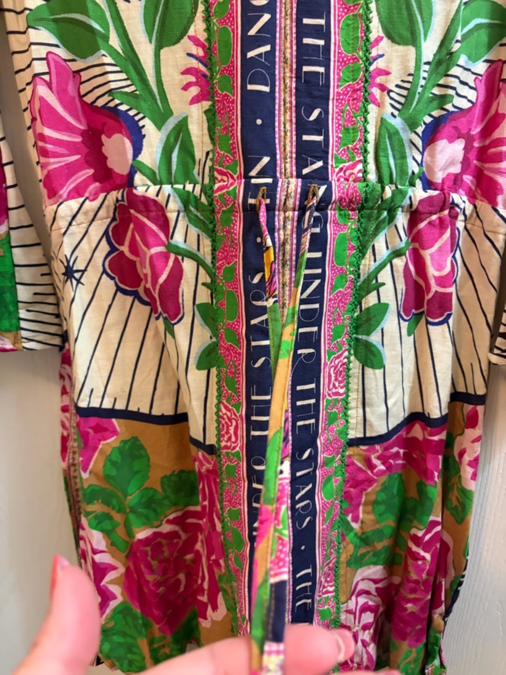 Maaji Cerise Linen Blend Floral Tassel Coverup Dress Size Small Bohemian - Picture 4 of 11